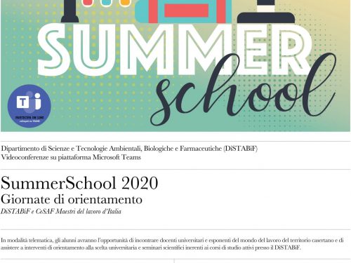 Summer school 2020 con l’Università della Campania in webinar